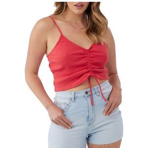 O’NEILL Marta ruched stretch cotton crop camisole in red size L